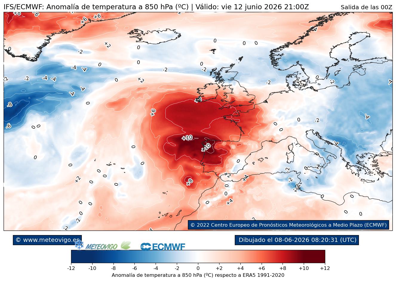 Mapa de anomalías térmicas