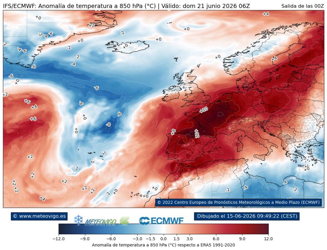 Mapa de anomalías térmicas