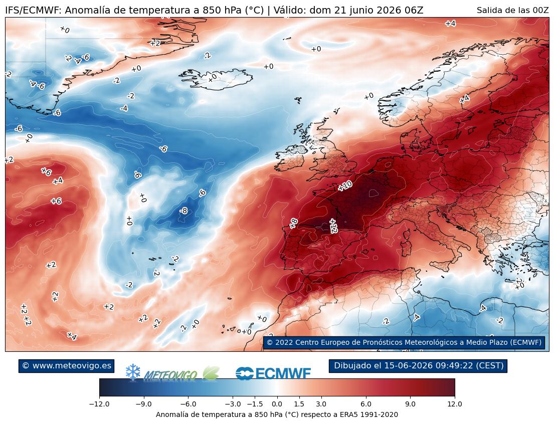 Mapa de anomalías térmicas
