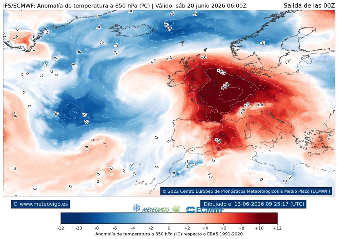Mapa de anomalías ECMWF