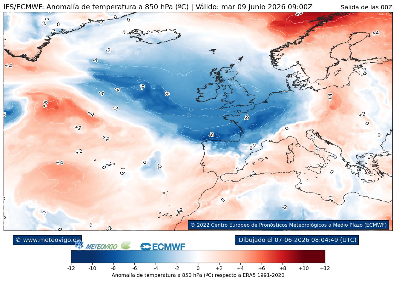 ECMWF anomalías térmicas