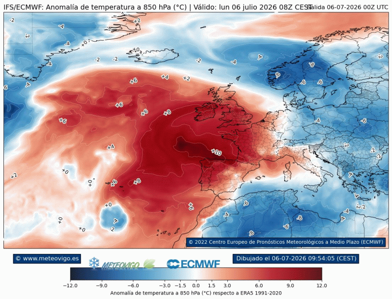 ECMWF anomalías térmicas