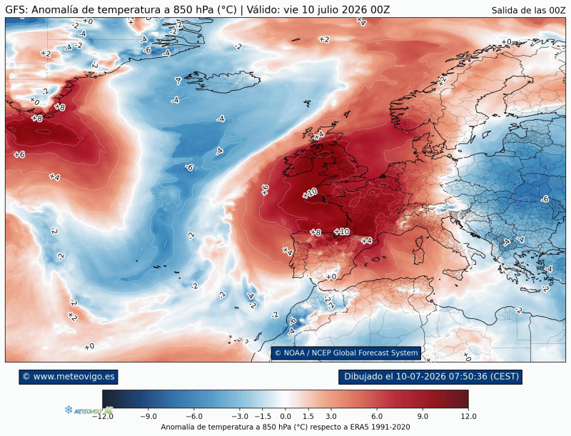 GFS anomalías térmicas