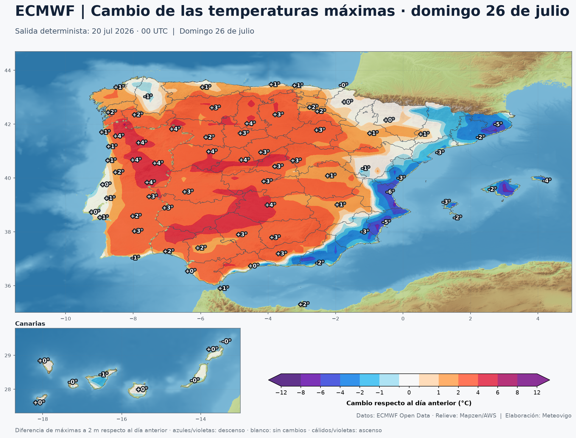 Cambio de las temperaturas máximas previsto para el domingo 26