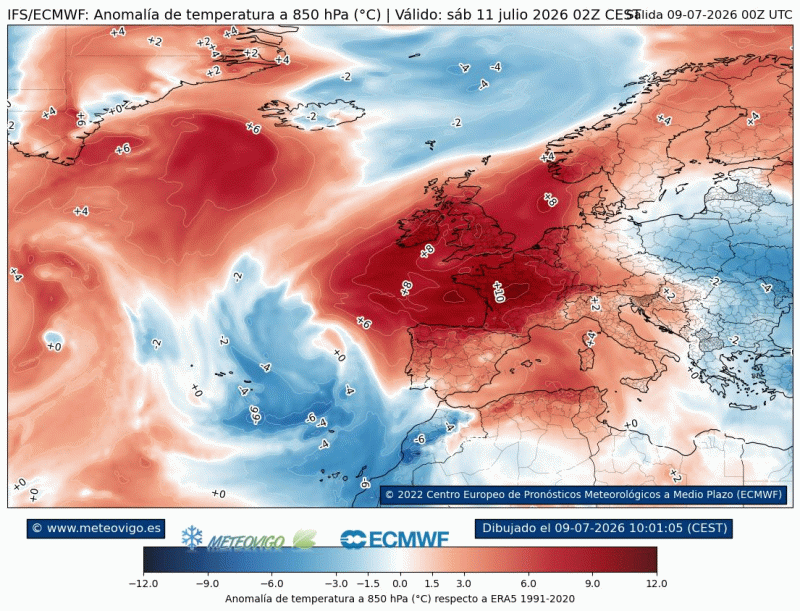 Mapa de anomalías térmicas