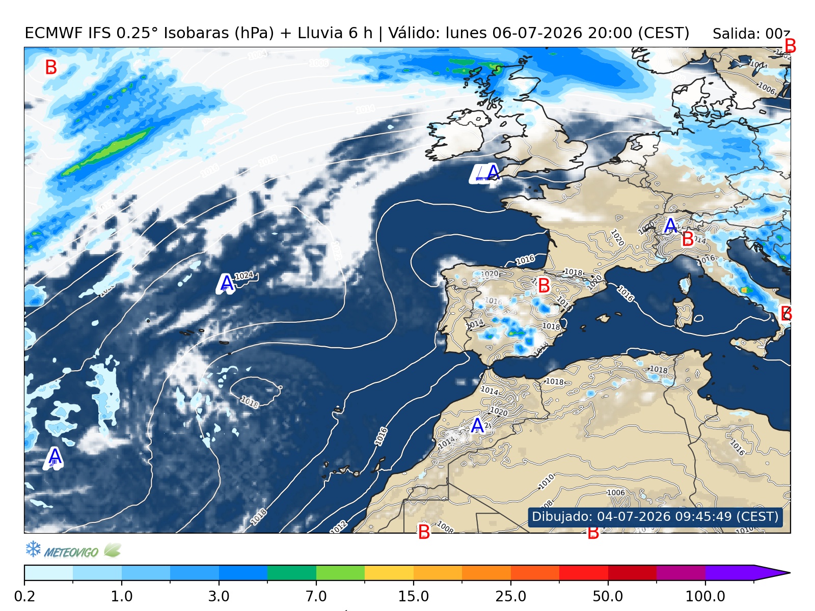 ECMWF mapa lluvias 