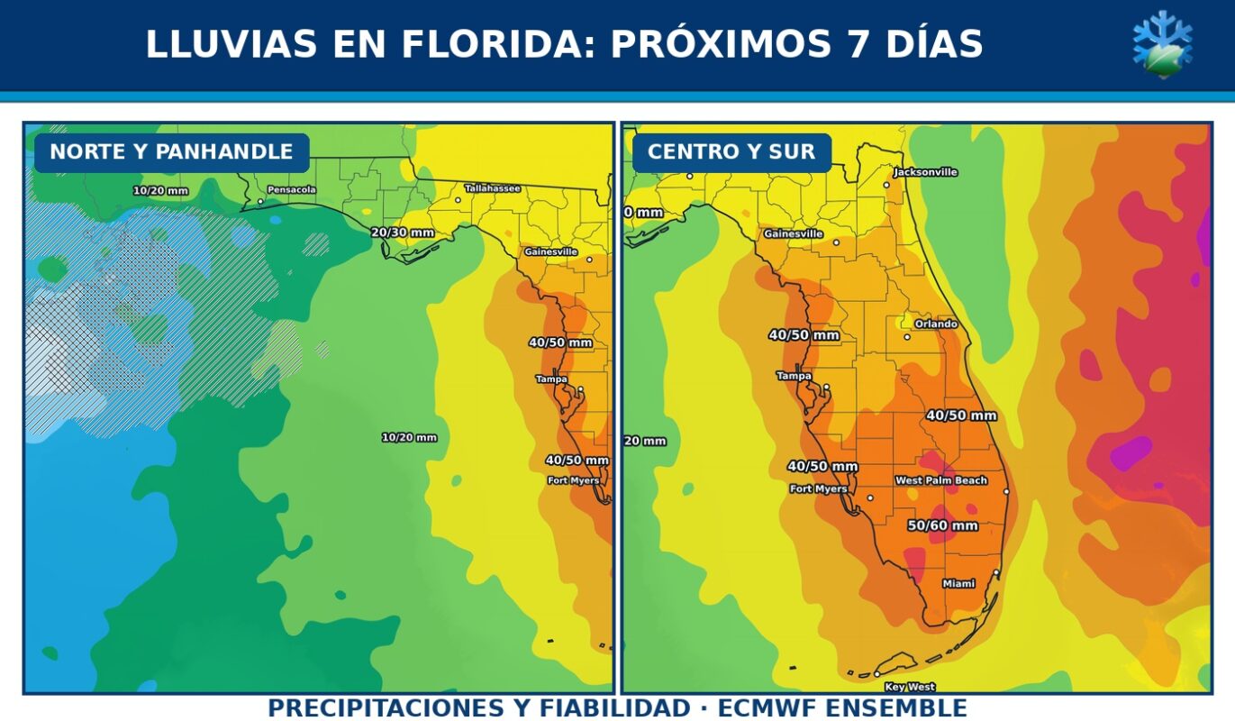 Portada del pronóstico de lluvias en Florida durante los próximos siete días