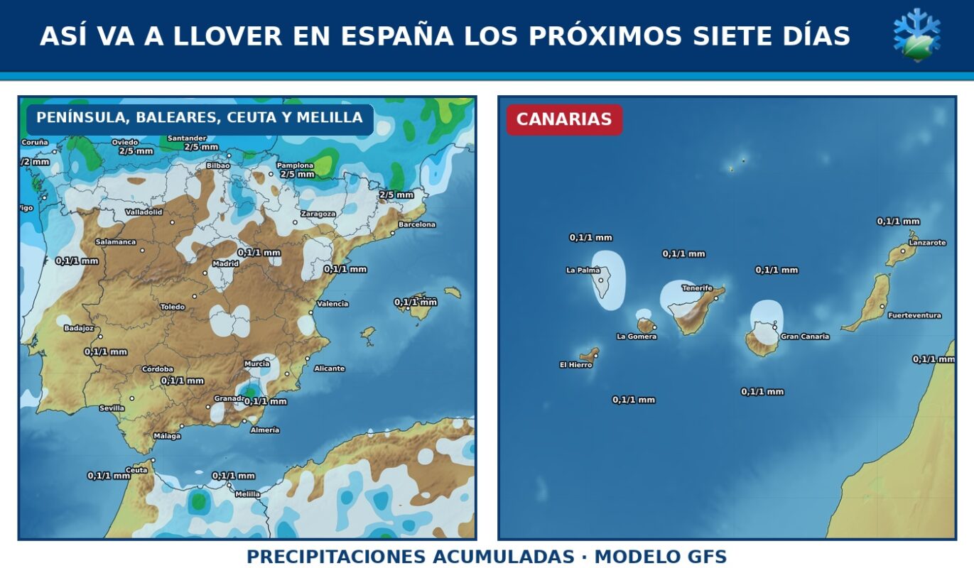 Portada del pronóstico de lluvias en España para los próximos siete días