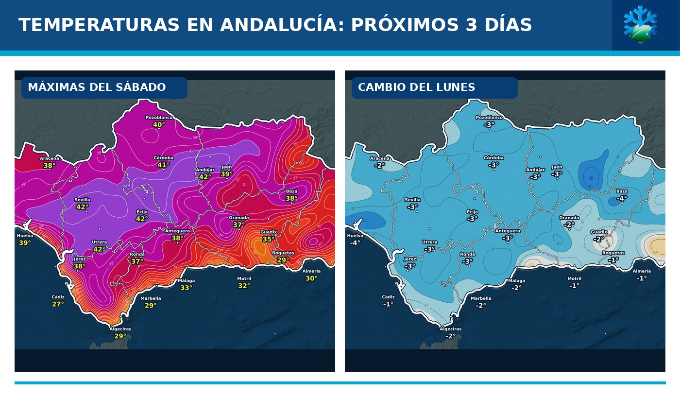 Portada del pronóstico de temperaturas en Andalucía para los próximos tres días