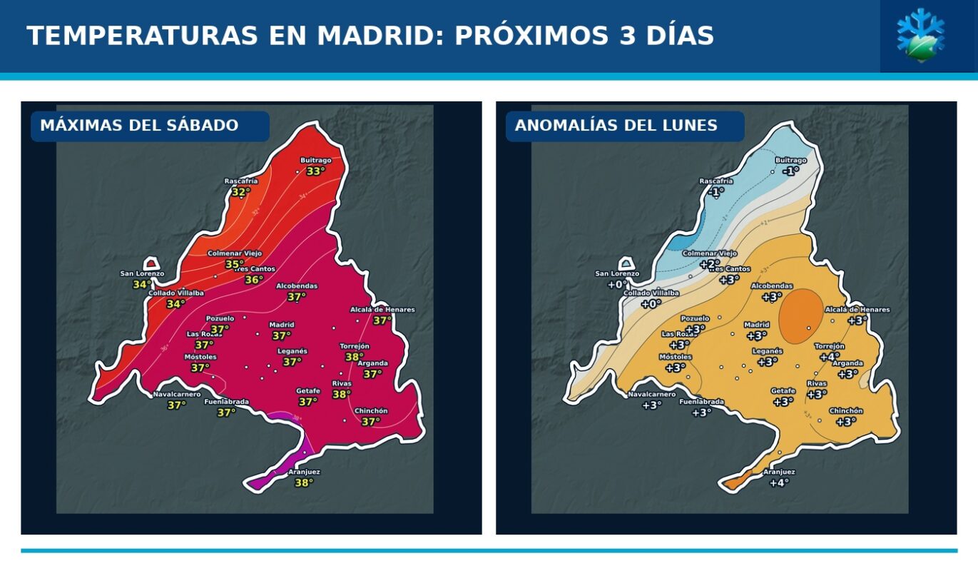 Portada del pronóstico de temperaturas en la Comunidad de Madrid para los próximos tres días