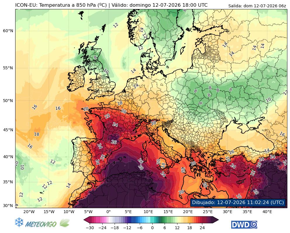 Temperaturas a 850 hectopascales