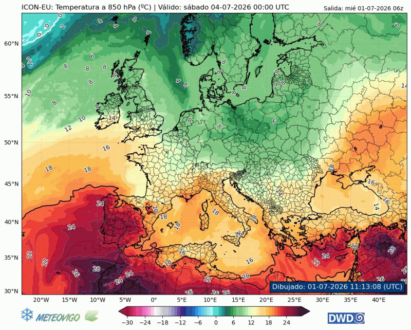 Temperaturas a 850 hPa