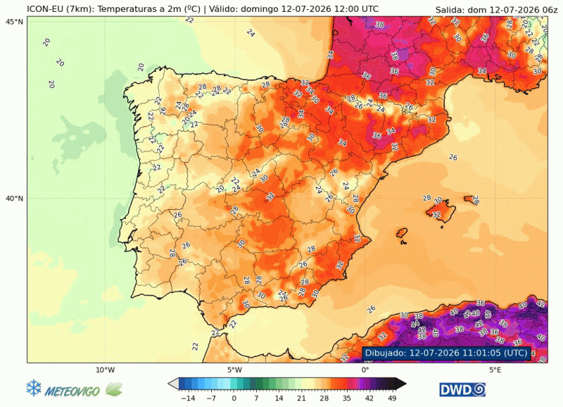 Temperaturas en superficie mapa