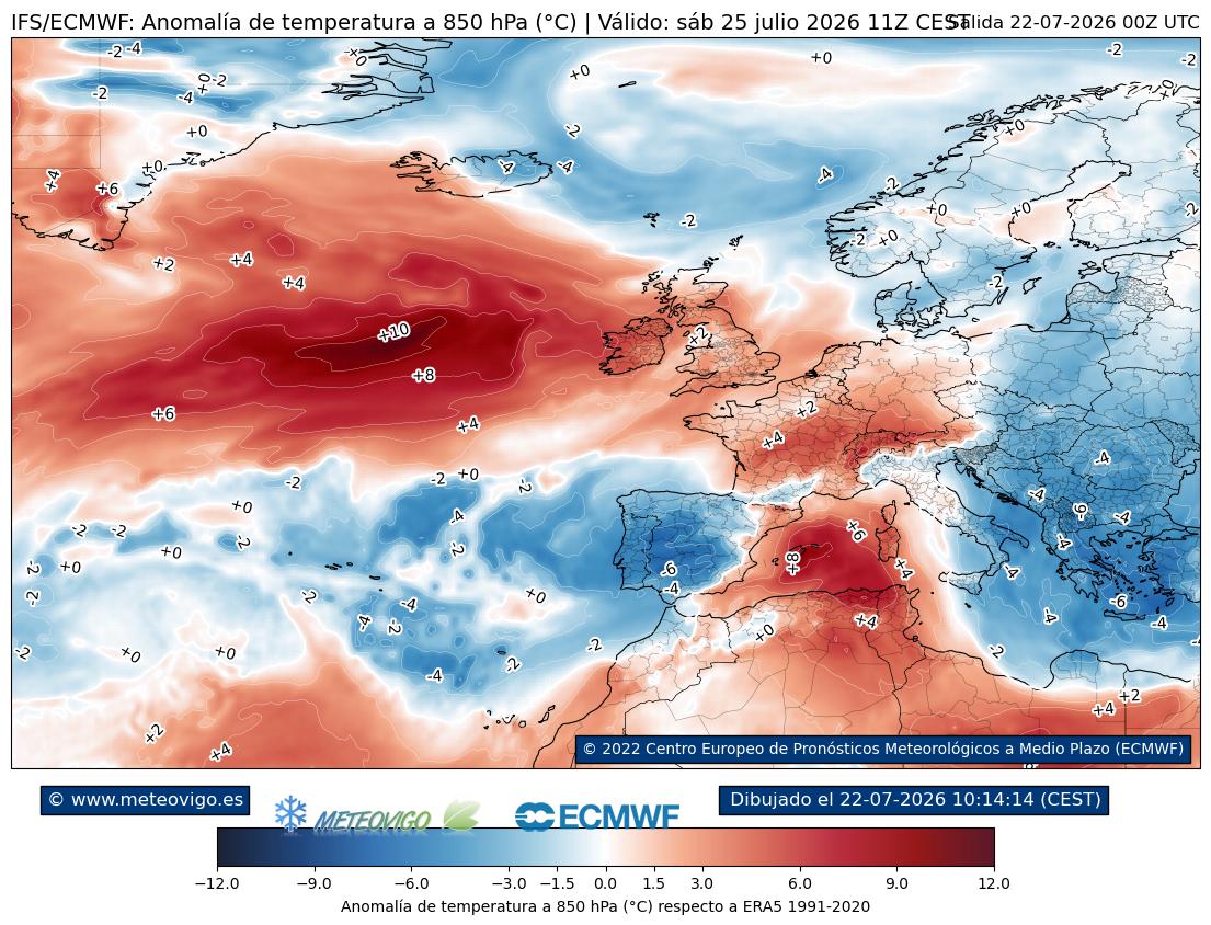 Mapa de anomalías térmicas