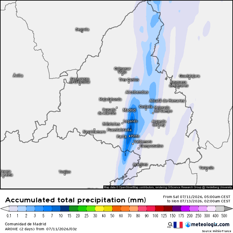 Lluvias Madrid AROME