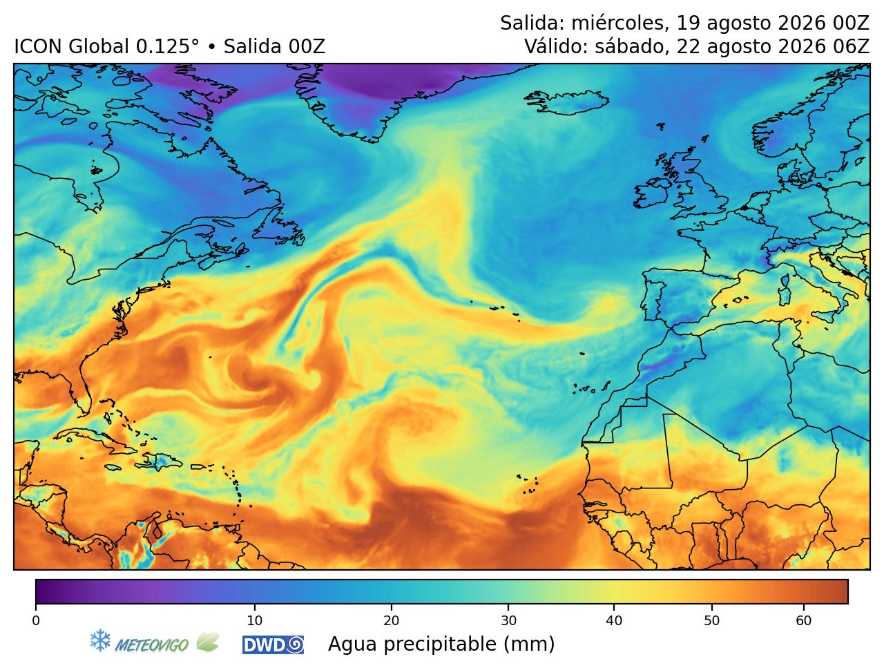 Mapa de agua precipitable