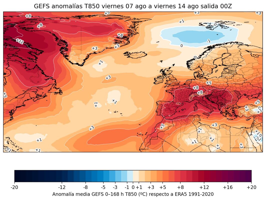 Mapa de anomalías térmicas