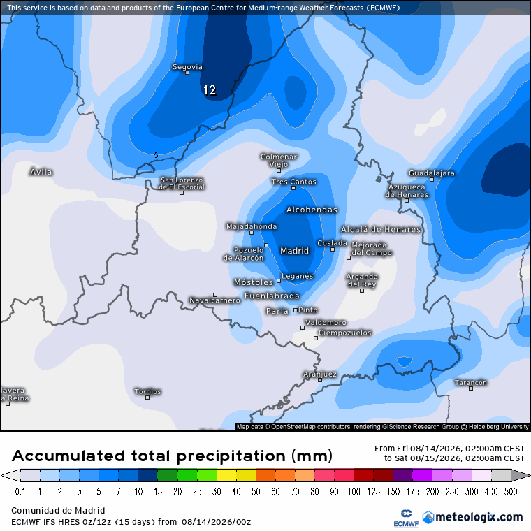 Mapas lluvias Madrid