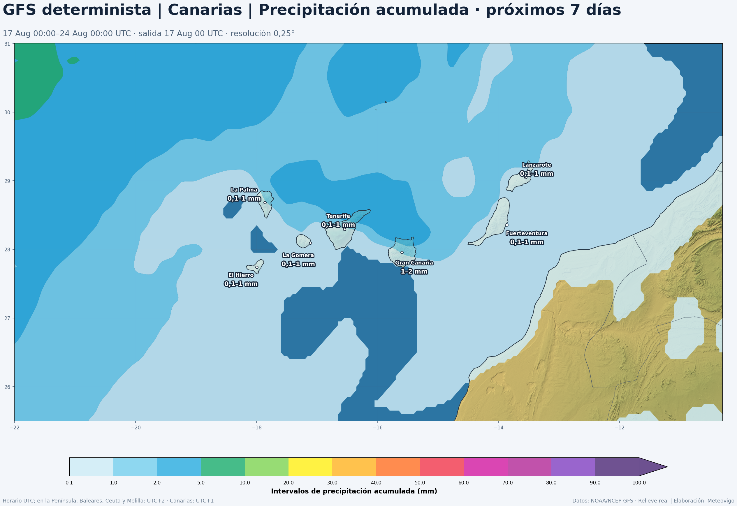 Mapas de lluvias GFS Canarias