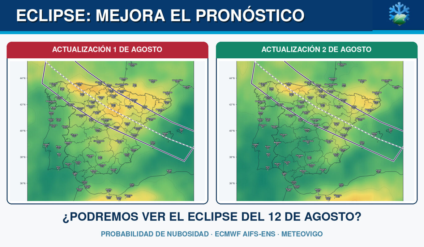 Pronóstico de nubes eclipse de Sol 12 agosto
