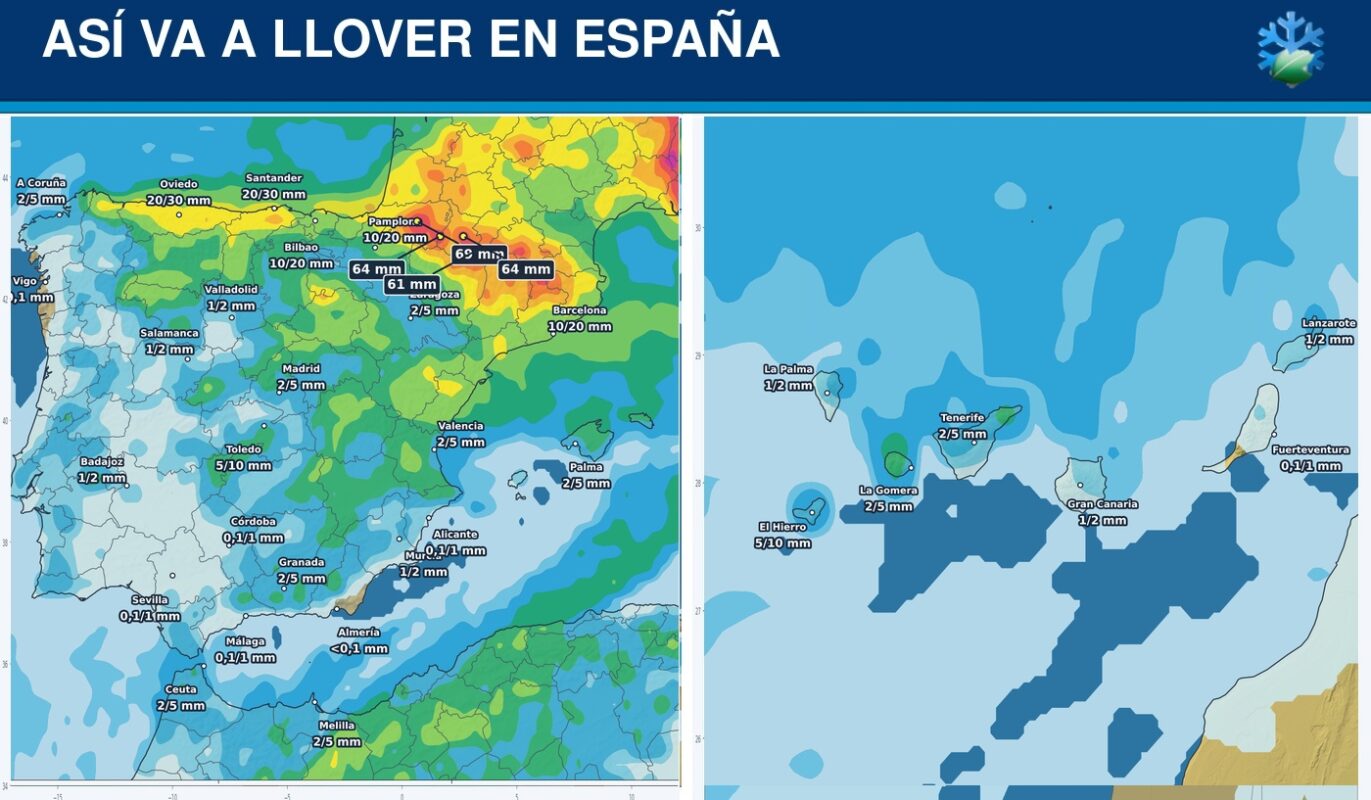 Portada del pronóstico del modelo europeo sobre las lluvias en España durante los próximos siete días
