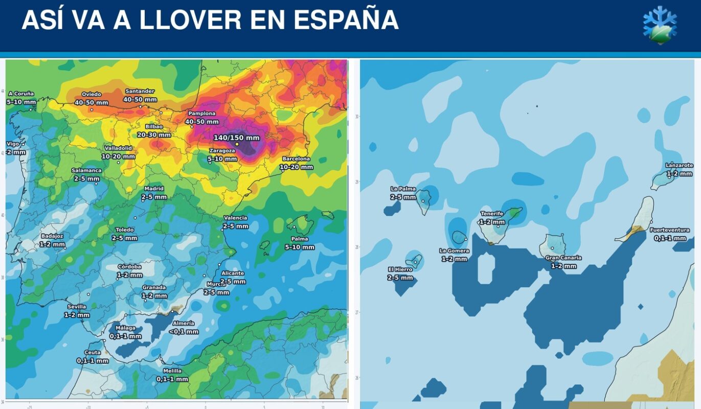 Portada actualizada del pronóstico de lluvias del ECMWF determinista en España