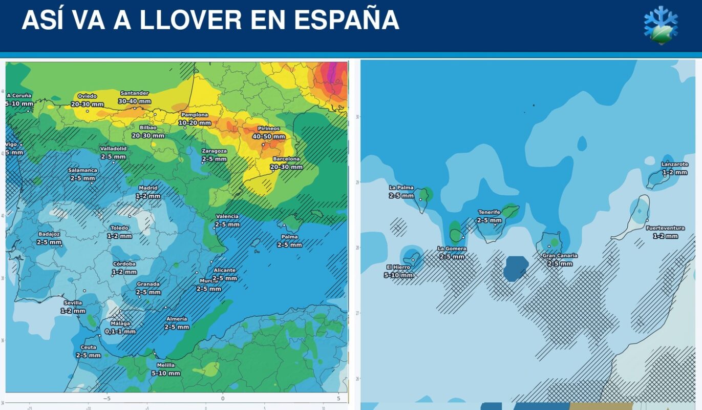 Portada del pronóstico del ensemble europeo sobre las lluvias en España durante los próximos siete días