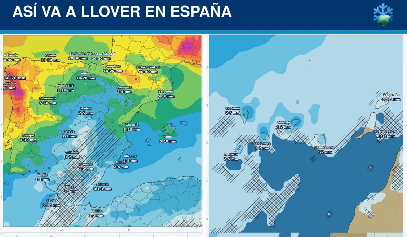Portada del pronóstico del ensemble europeo sobre las lluvias en España durante los próximos siete días