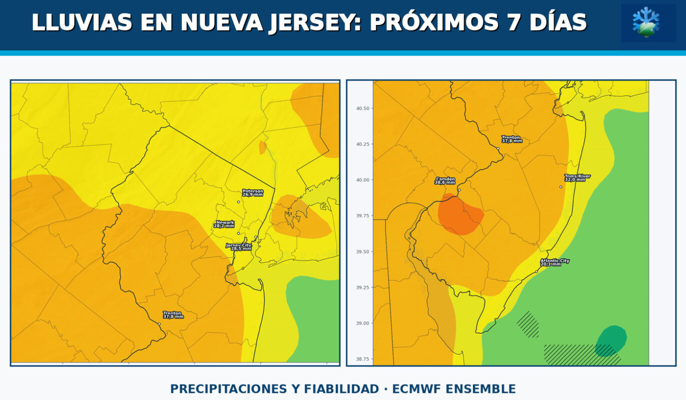 Pronóstico de lluvias para Nueva Jersey durante los próximos siete días