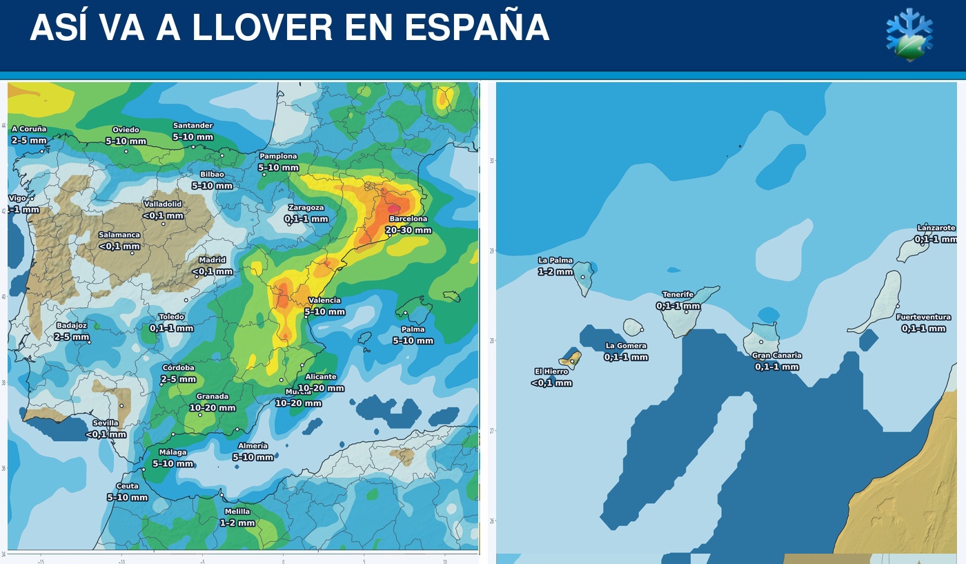 Portada del pronóstico de lluvias en España para los próximos siete días