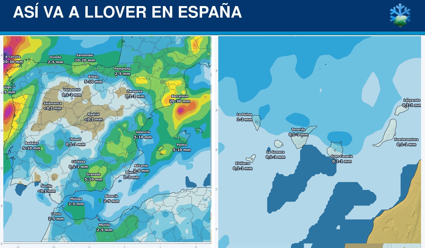 Portada del pronóstico de lluvias en España para los próximos siete días