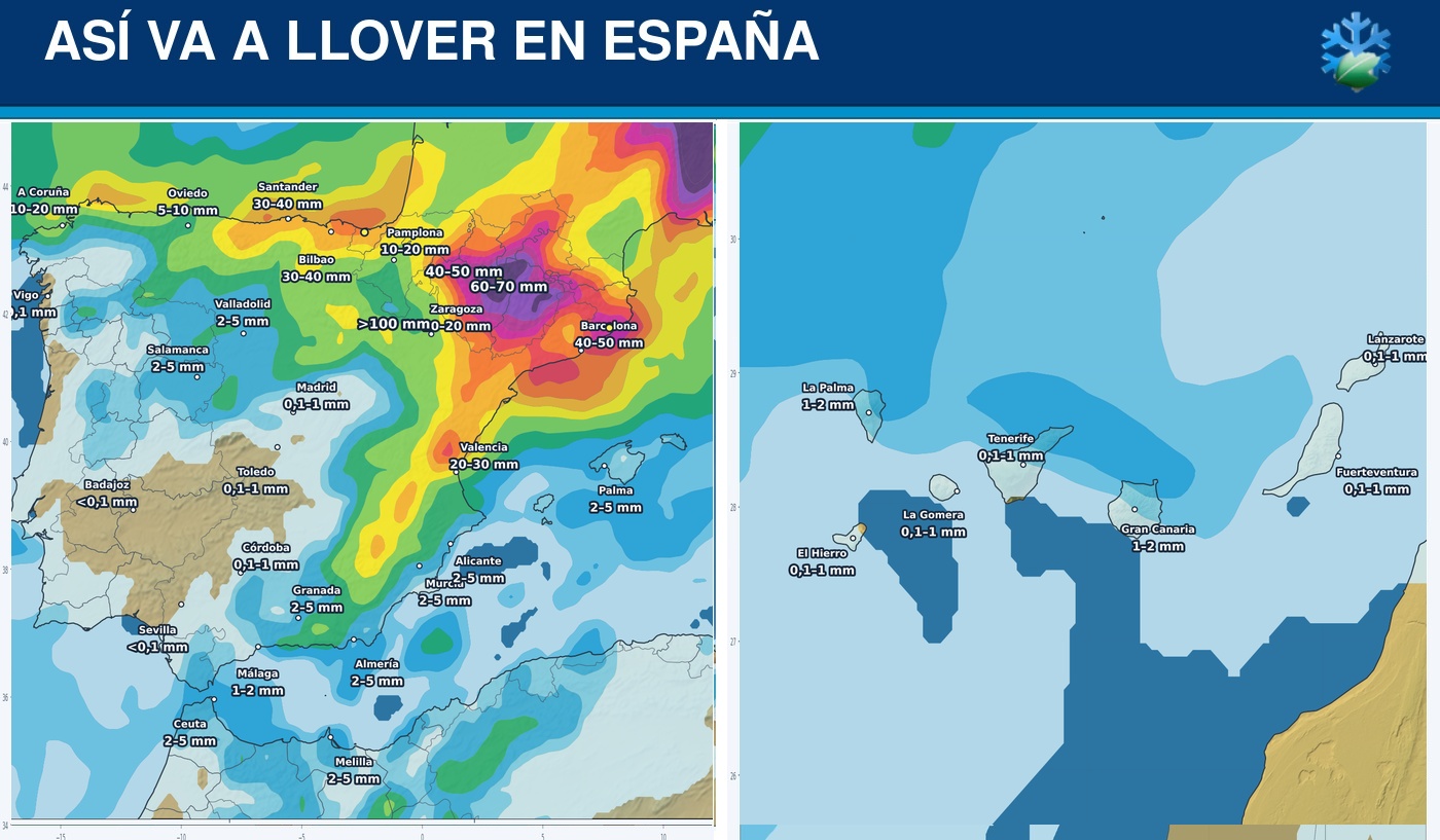 Portada actualizada del pronóstico de lluvias en España para los próximos siete días