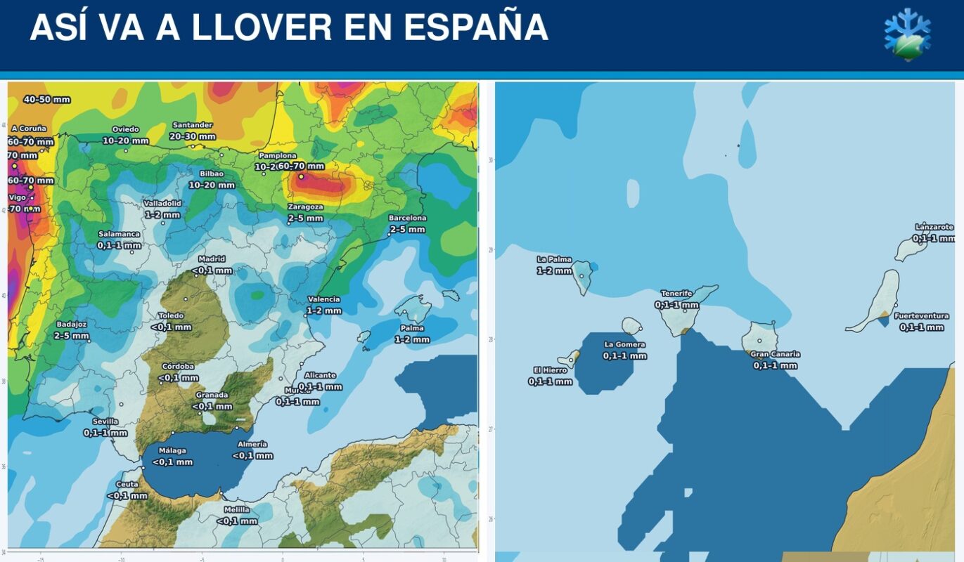 Portada del pronóstico de lluvias en España para los próximos siete días