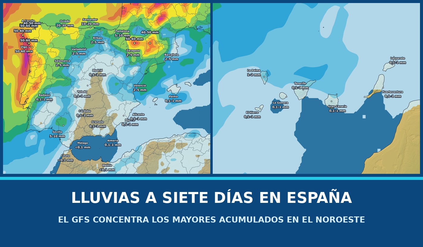 Portada del pronóstico de lluvias en España para los próximos siete días