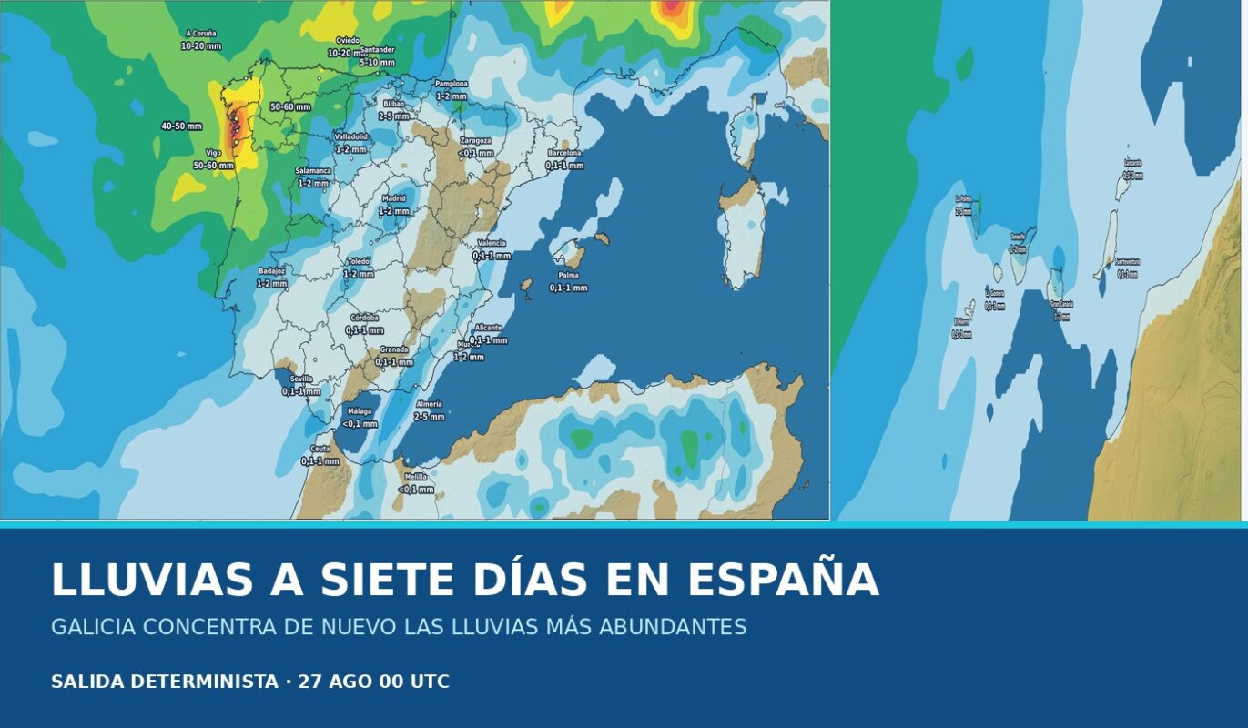 Portada del pronóstico de lluvias en España para los próximos siete días
