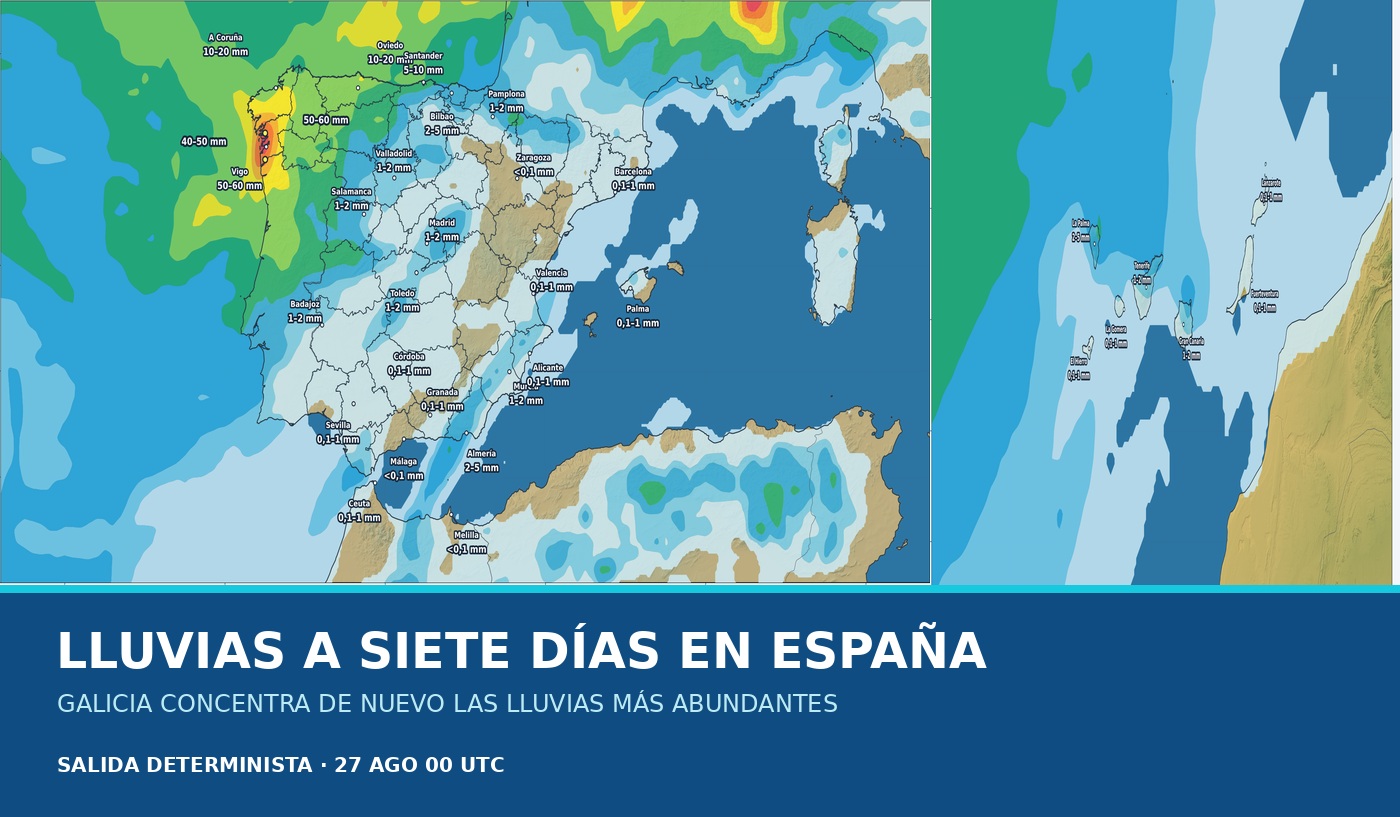 Portada del pronóstico de lluvias en España para los próximos siete días