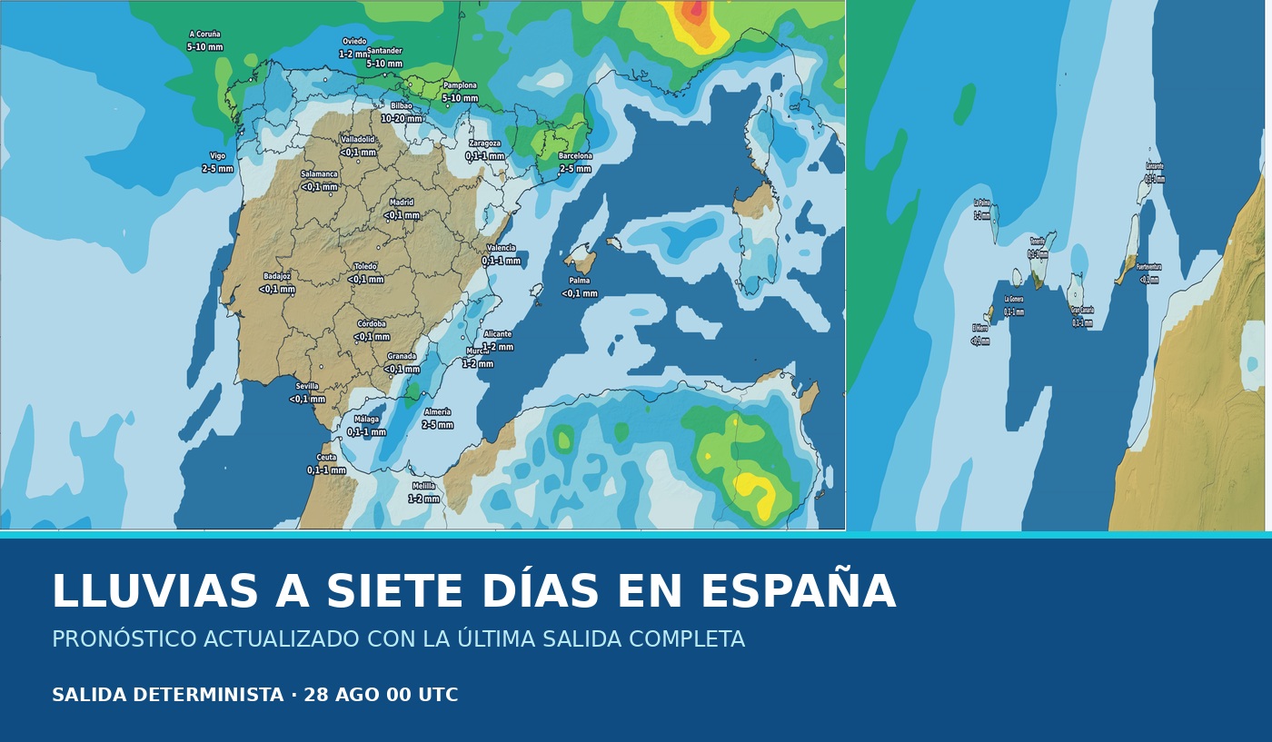 Portada del pronóstico de lluvias en España para los próximos siete días