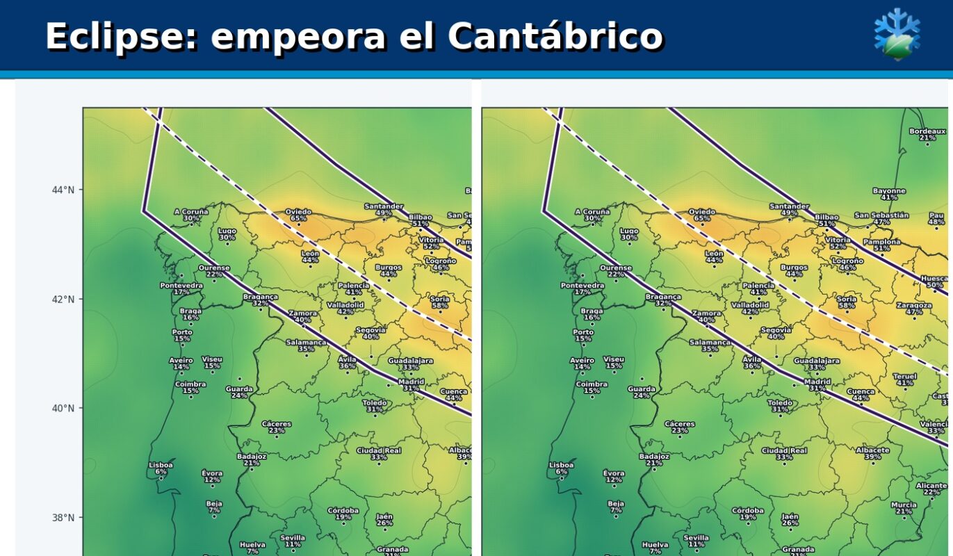 Portada de la actualización Ensemble de nubosidad para el eclipse total de Sol del 12 de agosto de 2026