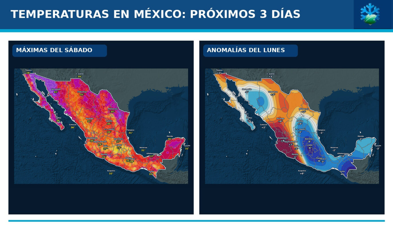 Pronóstico de temperaturas en México durante los próximos tres días