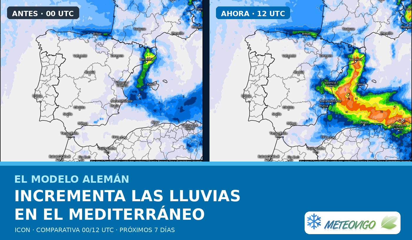 El modelo alemán incrementa las lluvias en el Mediterráneo durante los próximos siete días