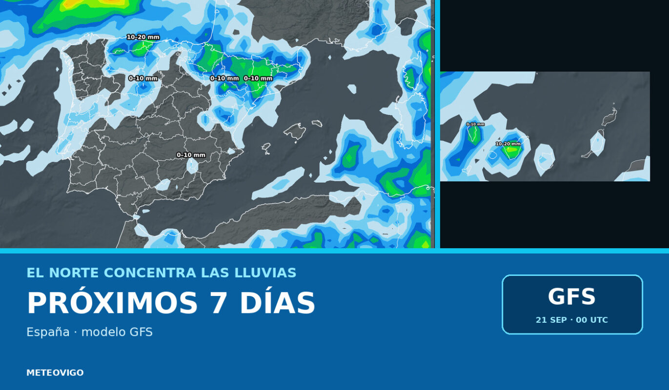 Pronóstico de lluvias en España durante los próximos siete días con el modelo GFS