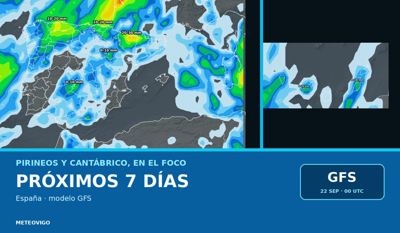 Pronóstico de lluvias en España durante los próximos siete días con el modelo GFS