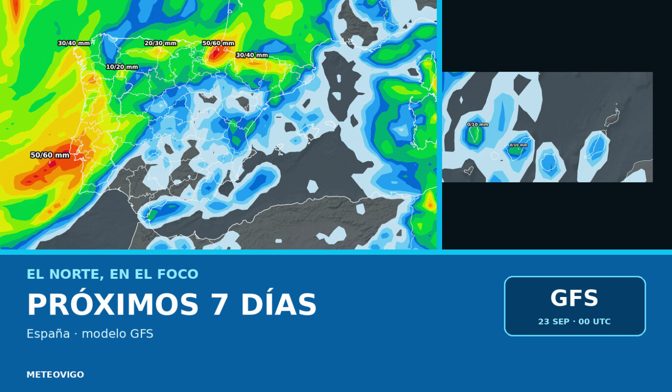 Pronóstico de lluvias en España durante los próximos siete días con el modelo GFS