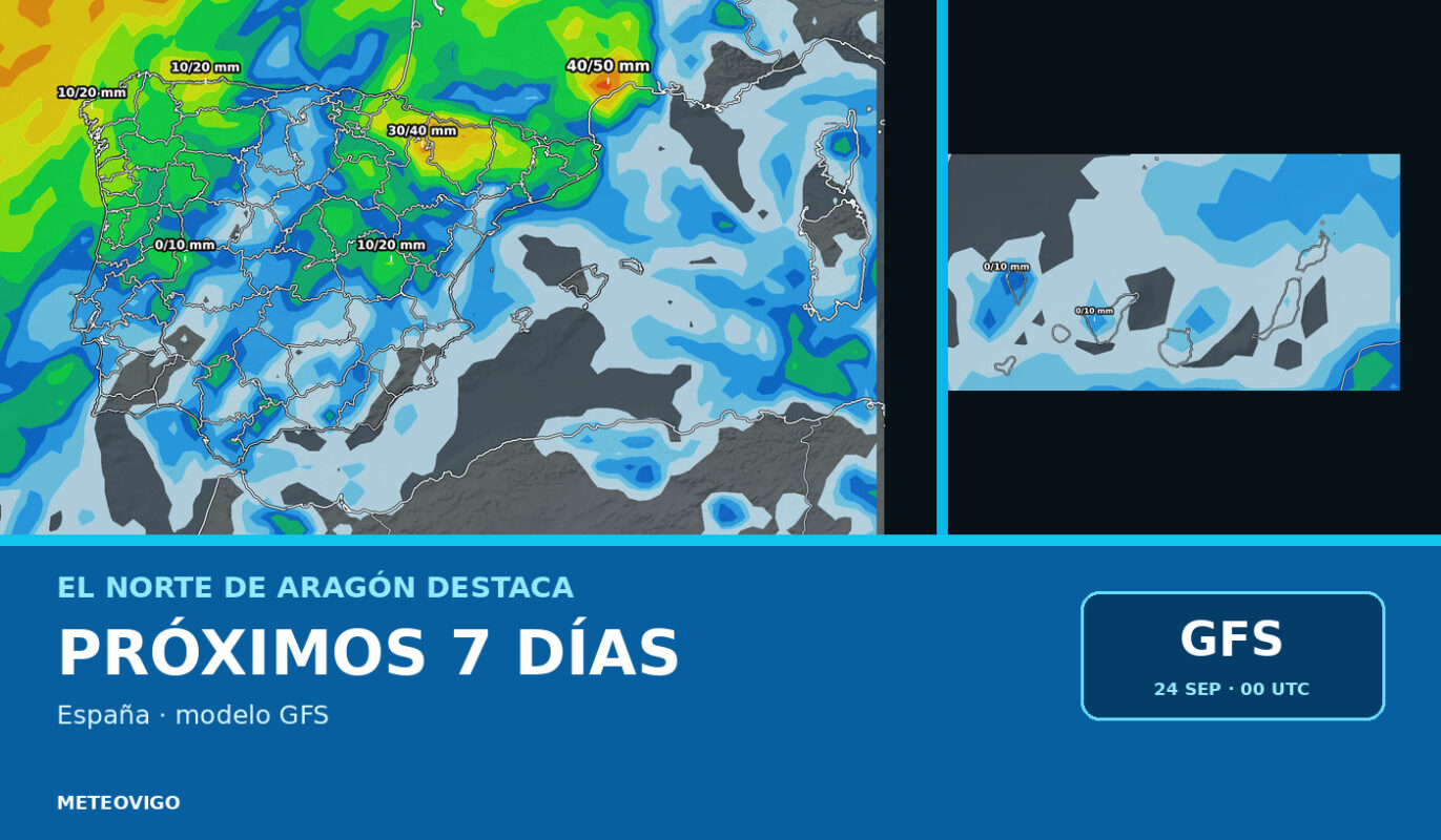 Pronóstico de lluvias en España durante los próximos siete días con el modelo GFS
