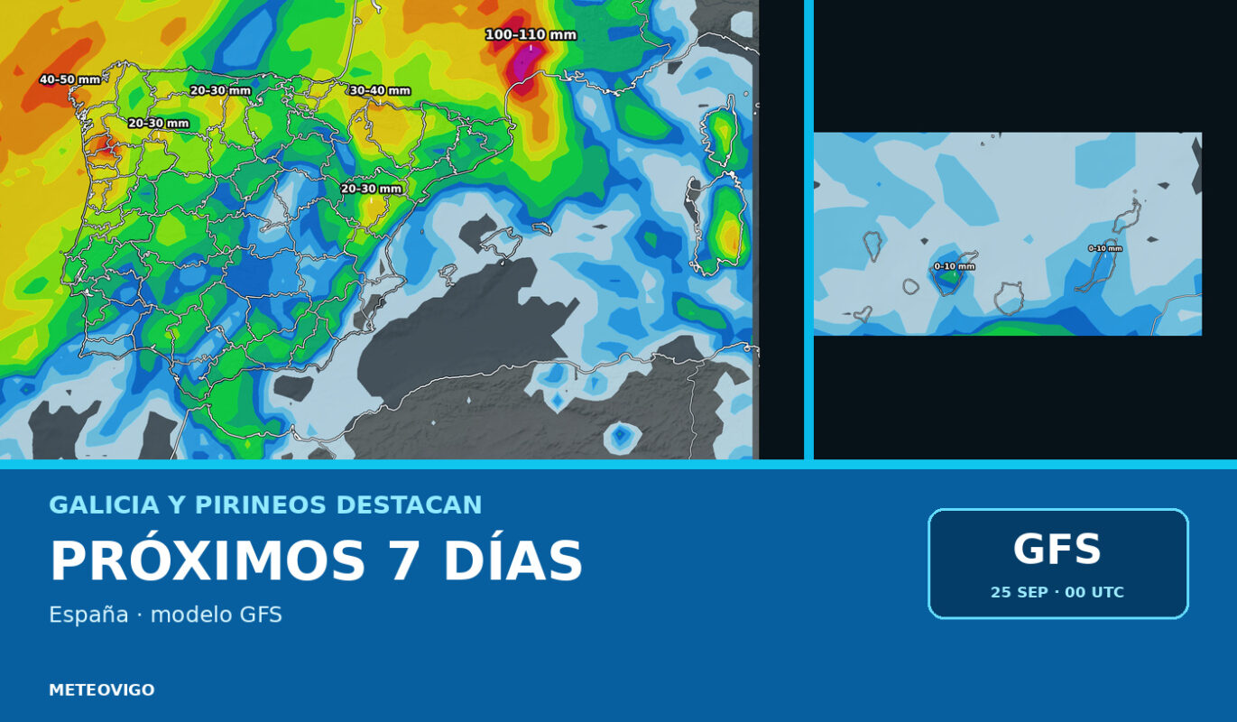 Pronóstico de lluvias en España durante los próximos siete días con el modelo GFS