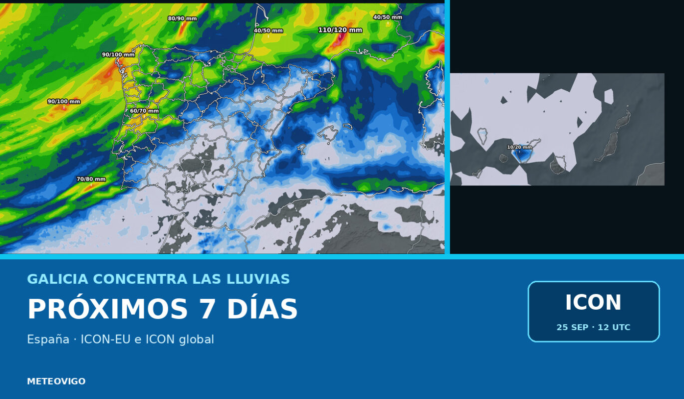 Pronóstico de lluvias en España durante los próximos siete días con el modelo ICON