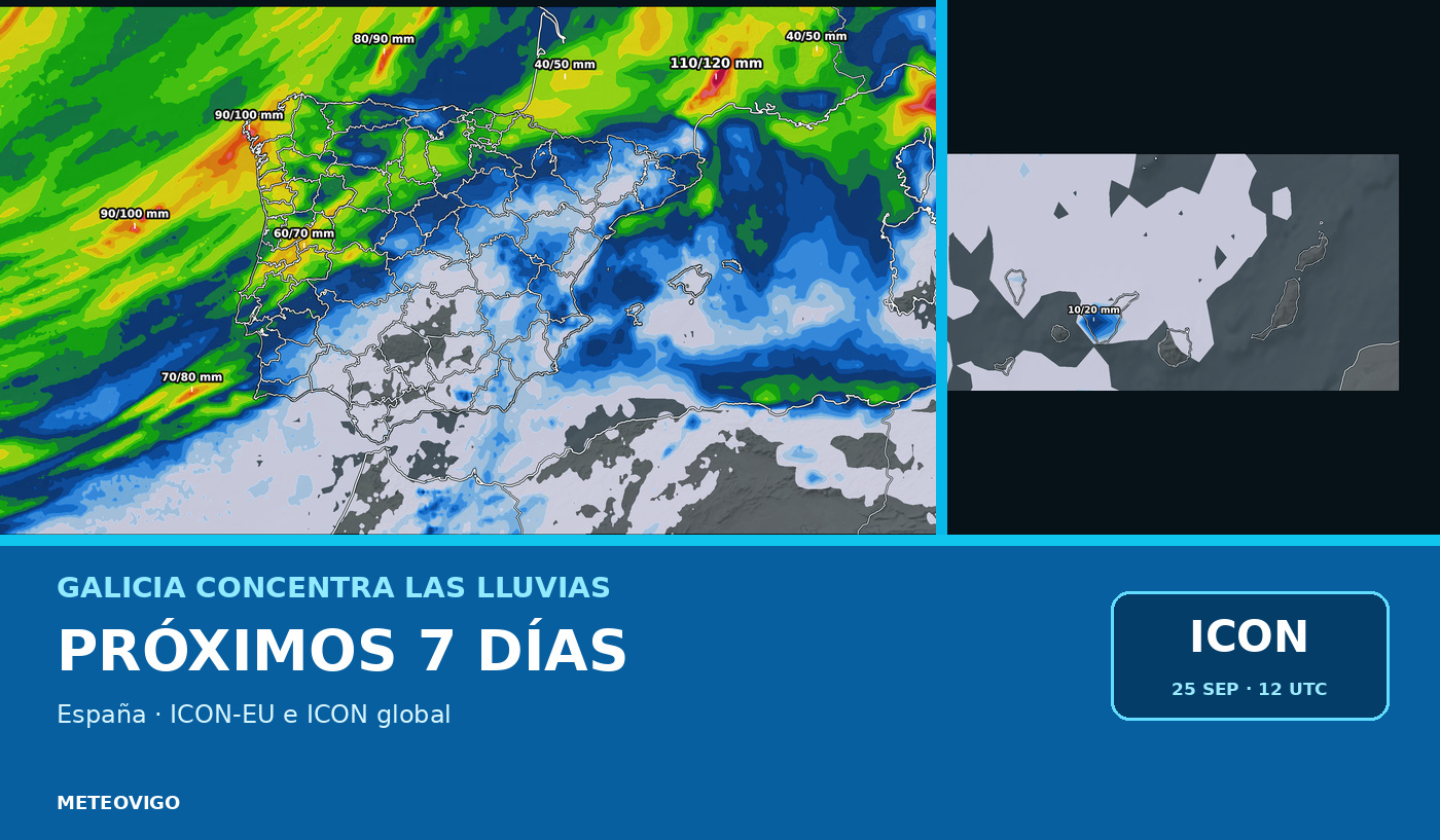Pronóstico de lluvias en España durante los próximos siete días con el modelo ICON