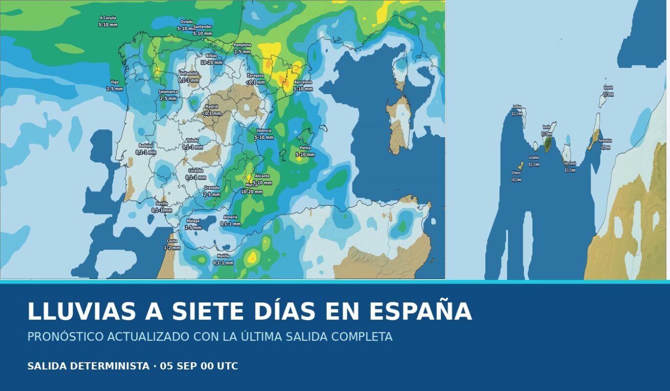 Portada del pronóstico de lluvias en España para los próximos siete días