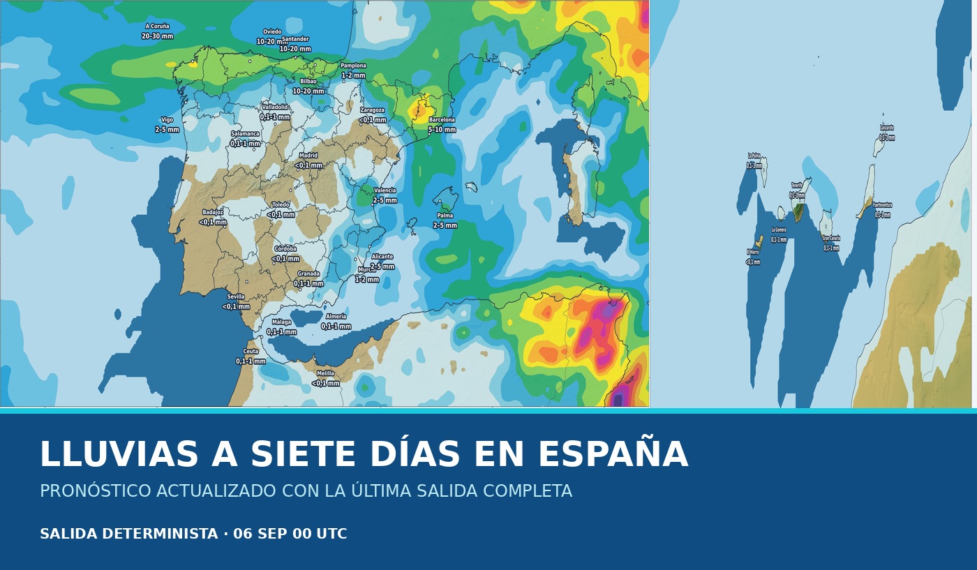 Portada del pronóstico de lluvias en España para los próximos siete días