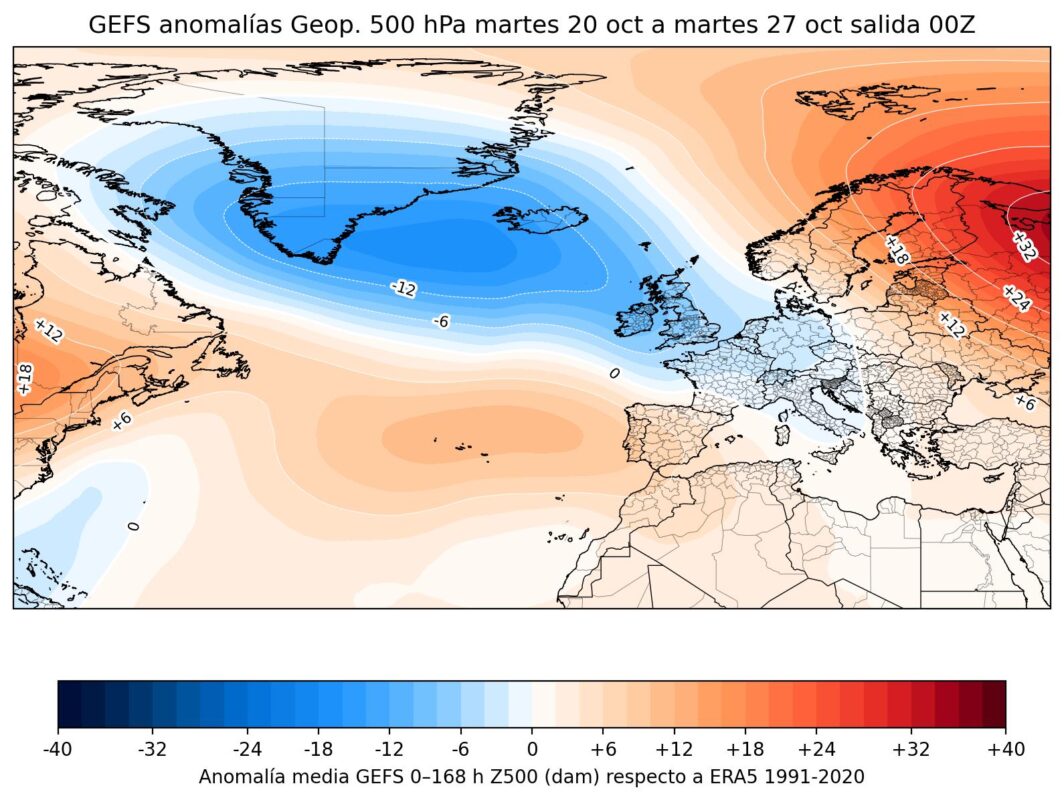 Anomalías geopotencial 500 hPa